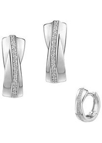 Paar Creolen Firetti "Schmuck Geschenk Silber 925 Ohrschmuck Ohrringe", silber (silberfarben, kristallwei&szlig;, kristallwei&szlig;), Ohrringe, Damen, Silber 925 (Sterlingsilber), Made in Germany - mit Zirkonia (synth.)