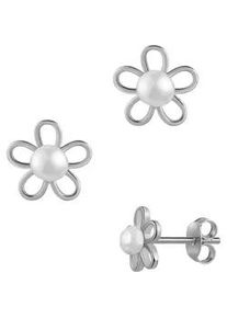 Paar Ohrstecker Firetti "Schmuck Geschenk Silber 925 Ohrschmuck Ohrringe Blume", bunt (silberfarben, wei&szlig;), Ohrringe, Damen, 3,5mm, Perlen Silber 925 (Sterlingsilber), Perlen, Silber 925 (Sterlingsilber), Made in Germany - mit S&uuml;&szlig;wasserzuchtperle