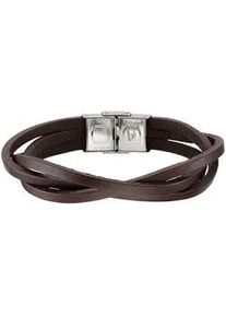 Lederarmband Bruno Banani "Schmuck", braun (edelstahlfarben, braun), Armb&auml;nder, Damen, 21cm, Edelstahl Leder, Edelstahl, Leder, Lederarmband