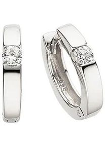 Paar Creolen "Schmuck Geschenk Silber 925 Klappcreole", silber (silberfarben, kristallwei&szlig;, kristallwei&szlig;), ANISTON JEWELRY & WATCHES, Ohrringe, Damen, 15mm, Silber 925 (Sterlingsilber), mit Zirkonia (synth.)