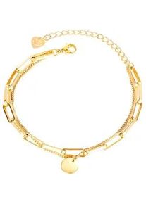 Armband Firetti "Schmuck Geschenk Edelstahl Armschmuck Ankerkettengliederung Pl&auml;ttchen", gold (gelbgoldfarben), Armb&auml;nder, Damen, 22,5cm, Edelstahl, Armband