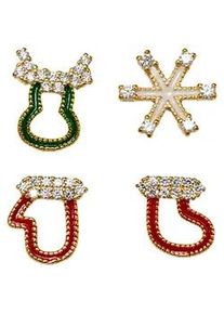 Ohrstecker-Set Firetti "Multipack Schmuck Silber 925 Rentier, Eiskristall, Handschuh, Stiefel", bunt (gelbgoldfarben, gr&uuml;n, wei&szlig;, rot, kristallwei&szlig;, kristallwei&szlig;), Ohrringe, Damen, Silber 925 (Sterlingsilber), Made in Germany - mit Zirkonia (synth.)