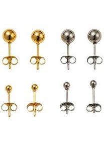Ohrstecker-Set Firetti "Multipack Schmuck Geschenk Edelstahl Ohrschmuck Ohrringe", gold (silberfarben, gelbgoldfarben), Ohrringe, Damen, Edelstahl, Made in Germany