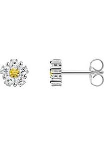 Paar Ohrstecker Thomas Sabo "Lovely Daisy Ohrstecker klein", bunt (silberfarben, wei&szlig;, gelb, wei&szlig;, gelb), Ohrringe, Damen, 6mm, Silber 925 (recycelt), mit Zirkonia (synth.)