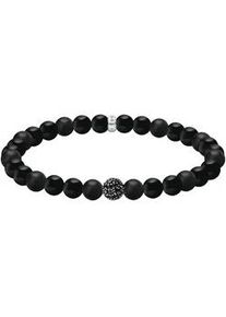 Armband Thomas Sabo "Obsidian Armband mit Zirkonia" Gr. 21, silber (silberfarben, schwarz, schwarz), Armb&auml;nder, Damen, 21, Silber 925 (recycelt), Armband, mit Obsidian, Zirkonia (synth.)