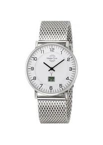 Funkuhr MASTER TIME "Basic", silber (silberfarben, wei&szlig;), Armbanduhren, Herren, Funkuhr, Quarzuhr, Armbanduhr, Herrenuhr, Edelstahlarmband, analog, digital