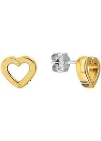 Paar Ohrstecker Tommy Hilfiger "TOGGLE HEART", gelb (gelbgoldfarben, edelstahlfarben), Ohrringe, Damen, Edelstahl, mit Emaille