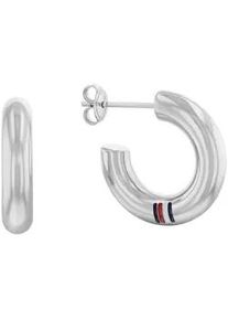 Paar Creolen Tommy Hilfiger "CIRCLES", silber (edelstahlfarben), Ohrringe, Damen, 22mm, Edelstahl, mit Emaille