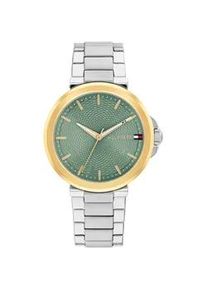 Quarzuhr Tommy Hilfiger "LORI", gr&uuml;n (edelstahlfarben, gr&uuml;n), Armbanduhren, Damen, Quarzuhr, Armbanduhr, Damenuhr, Edelstahlarmband, analog