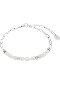 Fu&szlig;kette s.Oliver "2039729", silber (edelstahlfarben, wei&szlig;), Fu&szlig;ketten, Damen, Edelstahl Perlen, Edelstahl, Perlen, mit S&uuml;&szlig;wasserzuchtperle