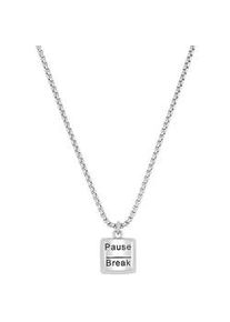 Kette mit Anh&auml;nger s.Oliver "Pause/Break", silber (edelstahlfarben), Halsketten, Jungen, Edelstahl, L: 43 B: 1,9mm, B:1,9mm