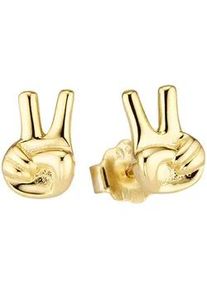 Paar Ohrstecker Bruno Banani "Schmuck Geschenk Silber Ohrring Peace-Design", gold (gelbgoldfarben), Ohrringe, Damen, Silber 925 (Sterlingsilber)