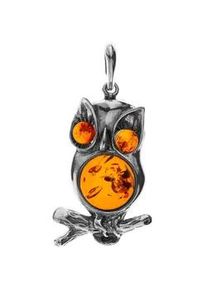 Kettenanh&auml;nger OSTSEE-SCHMUCK "OSTSEE-SCHMUCK Anh&auml;nger Eule Anh&auml;nger Eule", wei&szlig;, Schmuckanh&auml;nger, Damen, 47x21mm, Silber 925 (Sterlingsilber), 5,2 g, Kettenanh&auml;nger