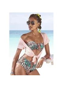 Highwaist-Bikini-Hose Venice Beach "Maia", Damen, Gr. 34, N-Gr, gr&uuml;n (t&uuml;rkis, bedruckt), Microfaser, Polyamid, Badehosen, mit trendigem Druck