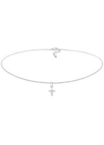 Collier Elli "Choker Kreuz Religion Zirkonia 925 Silber", silber, Halsketten, Damen, 36,mit Stein, Silber 925 (Sterlingsilber), L: 36, Kreuzkette Silberkette Collier