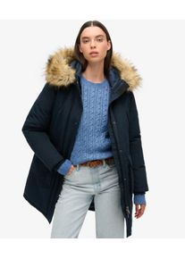 Superdry Damen Everest Parka mit Kunstfellbesatz Marineblau - Gr&ouml;&szlig;e: 38 2082218500586L6T017