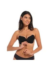 Klebe-BH MAGIC BODYFASHION "Va-Va-Voom Bra", Damen, Gr. Cup D, schwarz, Obermaterial: 85% Polyamid, 15% Elasthan, BHs Klebe-BH, vorn mit Schn&uuml;rung