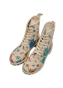 Schn&uuml;rboots DOGO "Longe Boots Schn&uuml;rstiefel It Wasn't Me Damen Stiefeletten", Damen, Gr. 38, Normalschaft, gr&uuml;n (beige, gr&uuml;n), Lederimitat, Schuhe Schn&uuml;rboots, Handgefertigt