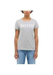 Kurzarmshirt Mustang "Damen Style Alma", Damen, Gr. XL, grau (grau meliert), Jersey, 100% Baumwolle, Rundhals, Shirts