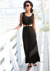 Lascana Maxikleid schwarz Gr. 40 für Damen. Mit Rundhals. Figurumspielend. Nachhaltig.