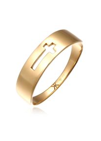 Kuzzoi Ringe - Ring Kreuz Cut Out Unisex 375 Gelbgold - Gr. 66 MM - in Gold - f&uuml;r Damen