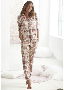 H.I.S. H.I.S Pyjama mehrfarbig Gr. 32 für Damen. V-Ausschnitt und Allover-Druck. Basic. Nachhaltig.