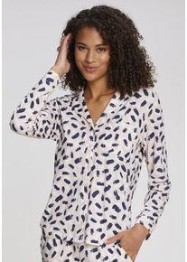 s.Oliver Pyjamaoberteil mehrfarbig Gr. 32/34 für Damen. V-Ausschnitt und Allover-Druck. Basic. Nachhaltig.