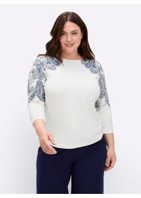 sheego Große Größen 3/4-Arm-Shirt mit Paisley-Druck, ecru-marine-bedruckt, Größe 46 - Damen