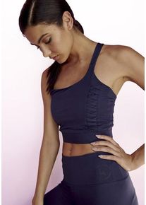 active by Lascana LASCANA ACTIVE Crop-Top Navy Gr. XS (32/34) für Damen. Rundhals und Logoschriftzug, Logodruck. Figurbetont