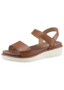 Keilsandalette Ara "BILBAO", Damen, Gr. 37, braun (cognac), Glattleder, unifarben, Schuhe, Sommerschuh, Sandale, Keilabsatz, Klett, Weite G (weit)