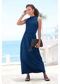 Lascana Jerseykleid mehrfarbig Gr. 34 für Damen. Hoch Geschlossener Ausschnitt und Allover-Druck. Figurumspielend. Nachhaltig.