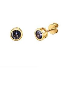 Paar Ohrstecker Vivance "585/- Gelbgold glanz Tansanit", gelb (gelb, blau), Ohrringe, Damen, one-size, Gold