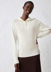 bonprix Oversize Pullover aus Merinowolle, wei&szlig;, Gr.48/50 (XL), weicher Troyer-Pullover aus Merinowollen, aus Merino