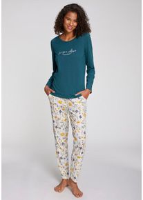 Vivance Dreams Pyjama mehrfarbig Gr. 32/34 für Damen. Rundhals und Print, Allover-Druck. Basic. Nachhaltig.