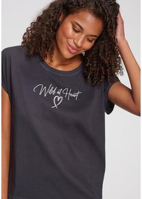 Vivance Dreams T-Shirt schwarz Gr. 32/34 für Damen. Rundhals und Print. Basic. Nachhaltig.