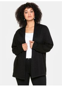 sheego Große Größen Strickjacke in offener Form, schwarz, Größe 44/46 - Damen