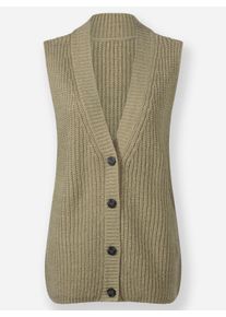 sheego Große Größen Strickweste mit Knöpfen in Holzoptik, schlamm, Größe 38 - Damen