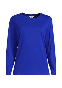 LANDS' END Lang&auml;rmeliges Supima-Shirt mit Rundausschnitt, Damen,  Blau, by Lands' End