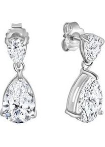 Paar Ohrstecker Firetti "Schmuck Geschenk Silber 925 Ohrschmuck Tropfen", silber (silberfarben, kristallwei&szlig;, kristallwei&szlig;), Ohrringe, Damen, Silber 925 (Sterlingsilber), mit Zirkonia (synth.)