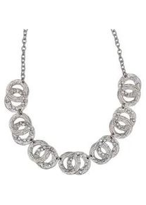 Collierkettchen Steuer "Metallcollier silberfarben mit Strasssteinchen", silber (silbergrau), Halsketten, Damen, 52cm, Metall, L: 52 B: 220mm, glitzernd, Collier, B:220mm