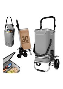 24MOVE® Einkaufstrolley VEHLO 3in1 Trolley faltbarer Einkaufswagen mit Kühlfach, grau