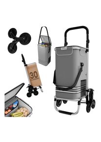24MOVE® Einkaufstrolley ALEGRE 3in1 Trolley faltbarer Einkaufswagen mit Kühlfach, grau