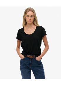 Superdry Damen Studios T-shirt mit Tiefem Ausschnitt Black - Gr&ouml;&szlig;e: 34 210242200017202A028