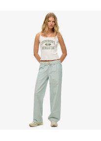 Superdry Damen Gestreifte Hose aus Bio-baumwolle mit Elastikbund Green - Gr&ouml;&szlig;e: 42 2123631500199H9S020