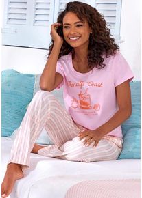 Vivance Dreams Pyjama mehrfarbig Gr. 32/34 für Damen. Rundhals und Print, Allover-Druck. Basic. Nachhaltig.