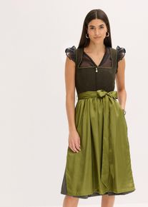 bonprix Dirndl und Sch&uuml;rze (2-tlg.Set), gr&uuml;n, Gr.40, Modern und feminin: Dirndl mit Leinen-Mix-Mieder und einem Jaceuard-Rock sowie einer Sch&uuml;rze aus gl&auml;nzendem Satin.