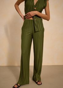 bonprix Jersey-Hose mit Plissee, gr&uuml;n, Gr.36/38 (S), moderne Jersey-Hose mit Plissee und bequemer Passform
