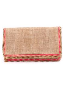 Stella McCartney Clutches - Raffia Falabella Fold Over Clutch - Gr. unisize - in Braun - f&uuml;r Damen