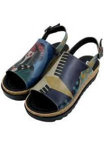 Sandalette DOGO "Gigi Sandale Bring Your Colours To Life Damen Sandalen", Damen, Gr. 38, Normalschaft, blau, Lederimitat, Schuhe Sandalette, Handgefertigt