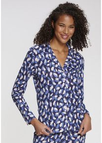s.Oliver Pyjamaoberteil mehrfarbig Gr. 32/34 für Damen. V-Ausschnitt und Allover-Druck. Basic. Nachhaltig.